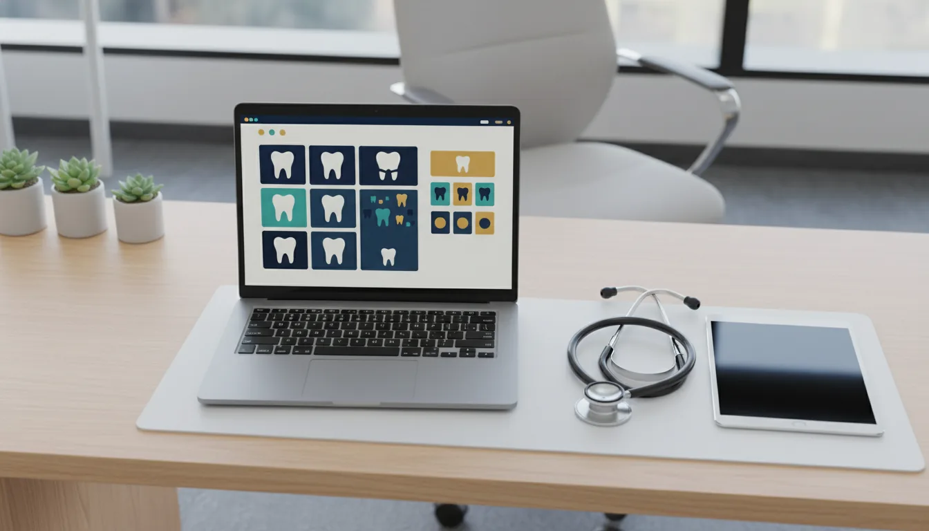 Historia clínica odontológica digital en pantalla con paciente y datos completos