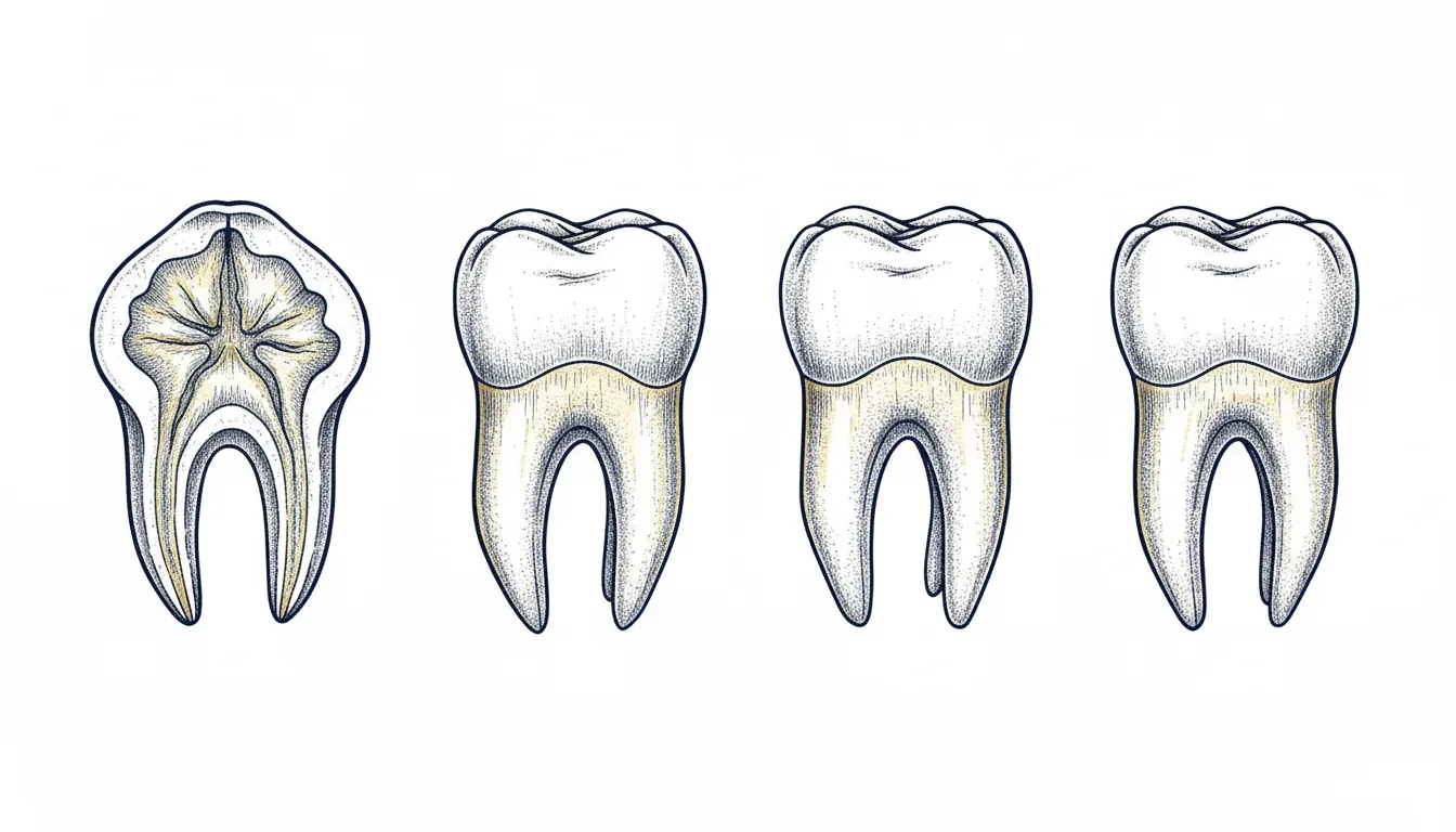 Diente visto desde sus distintas caras: oclusal mesial distal vestibular palatina
